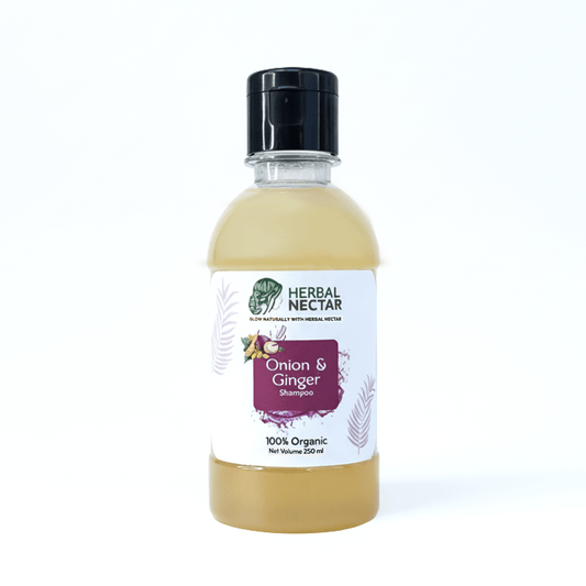 Herbal Nectar Onion & Ginger Shampoo bottle, 100% organic, 250ml